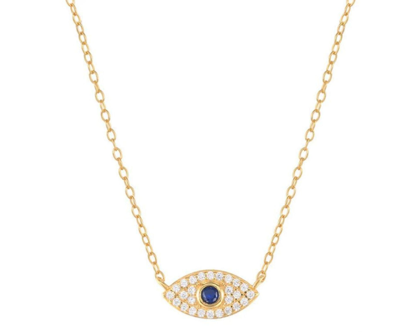 14K Gold Evil Eye Blue Diamond