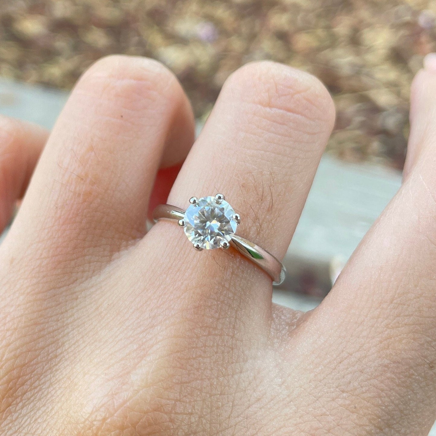 1Ct Round Cut Moissanite Engagement Ring(Special Sale!)